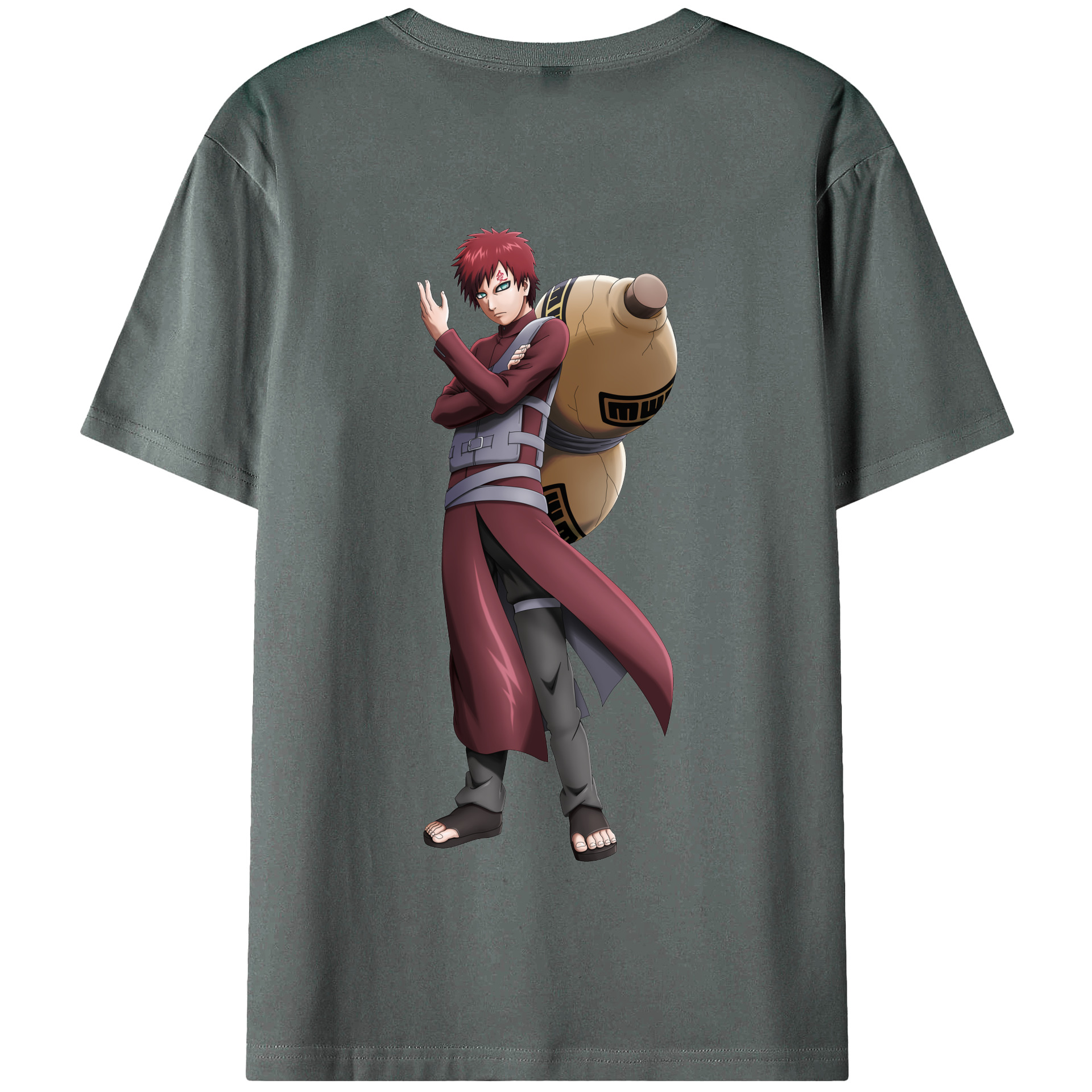 （画像用） NARUTO -ナルト- ガアラ Gaara 綿100％半袖Tシャツ（背面プリント）